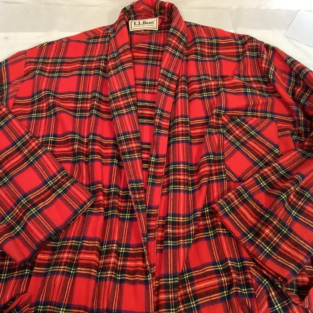 L.L. Bean Vintage Red Plaid Men’s Robe Size XL - Picture 6 of 10